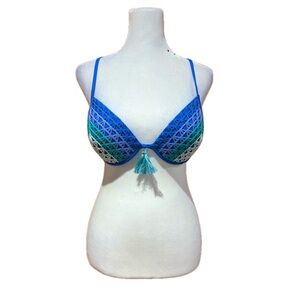 Shade & Shore Blue and Green Bikini Top